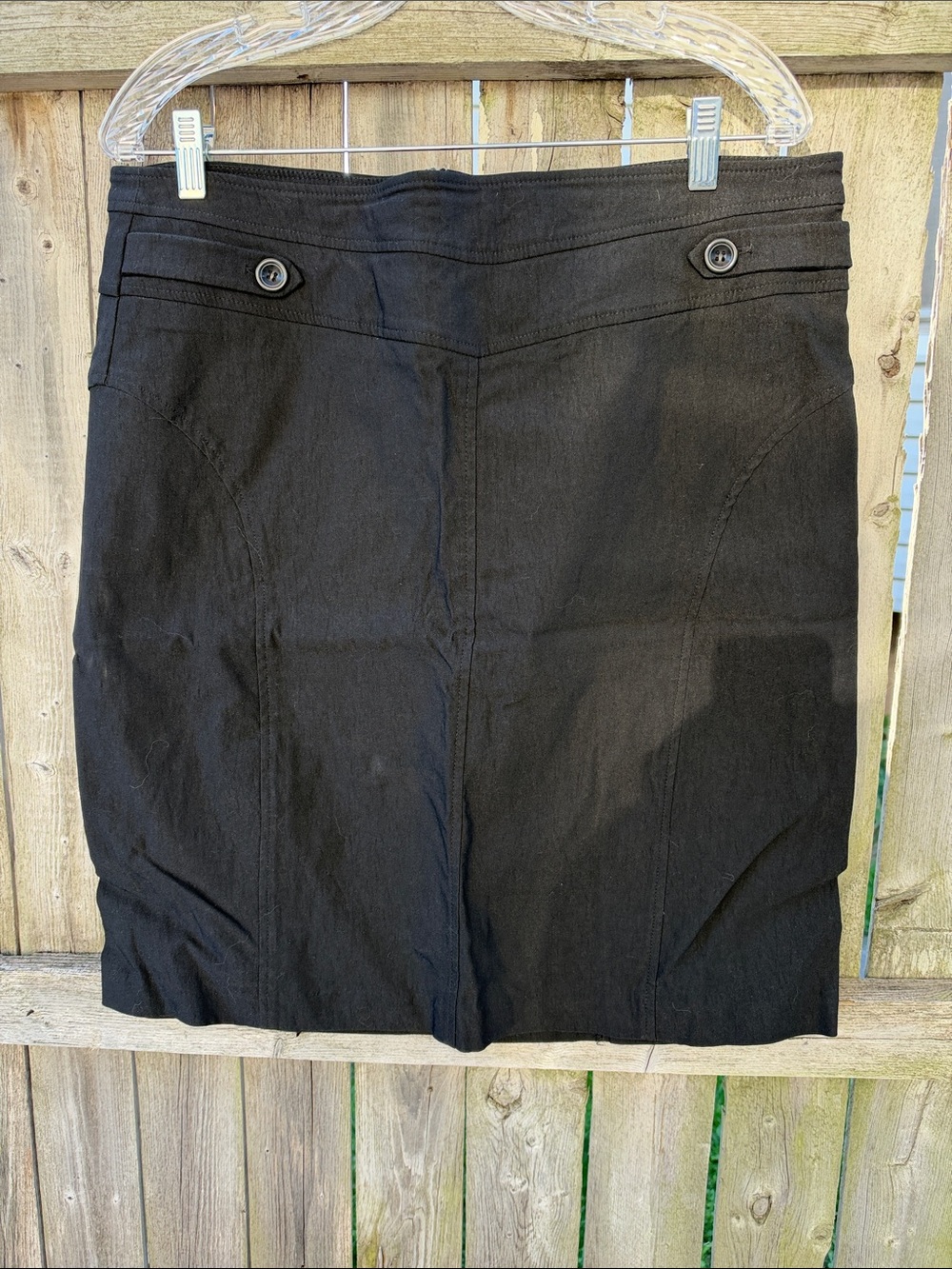 Black Women's Tailored Button Accent Skirt